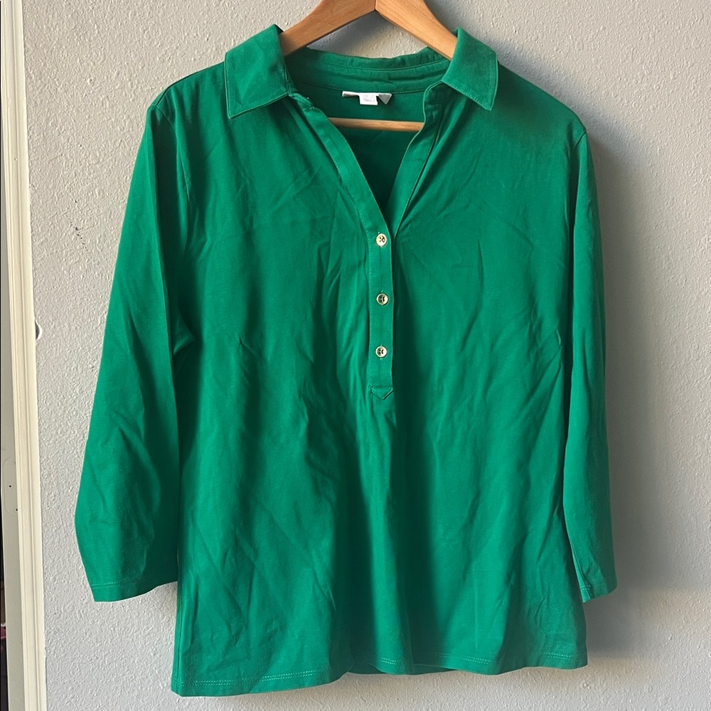 Charter Club Green Button Down Shirt - Picture 2 of 7